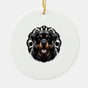 Rottweiler Dog Face Ceramic Ornament