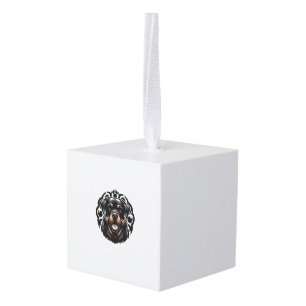 Rottweiler Dog Face Cube Ornament
