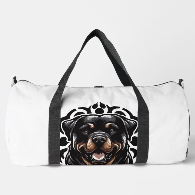Rottweiler Dog Face Duffle Bag (Front)