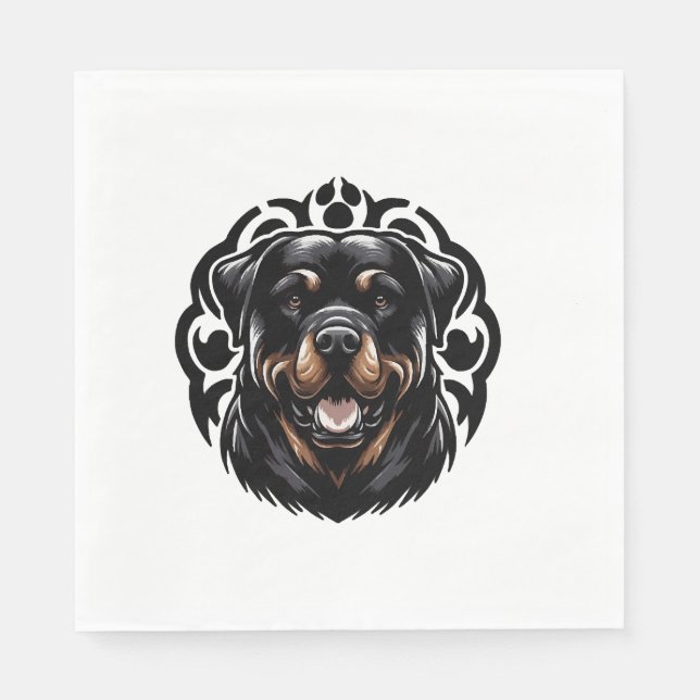 Rottweiler Dog Face Napkins (Front)