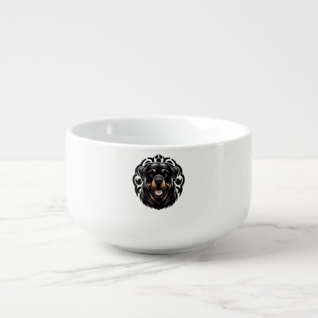 Rottweiler Dog Face Soup Mug (Front)