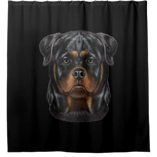 Rottweiler Dog Face Zip Hoodie Shower Curtain (Front)