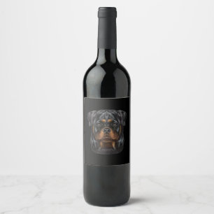 Rottweiler Dog Face Zip Hoodie Wine Label