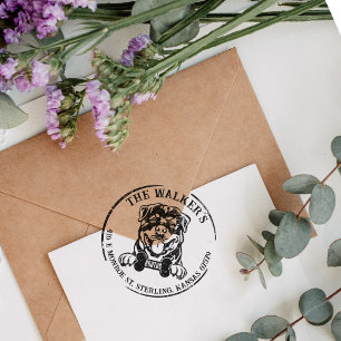 Rottweiler Dog Family Return Address Rubber Stamp