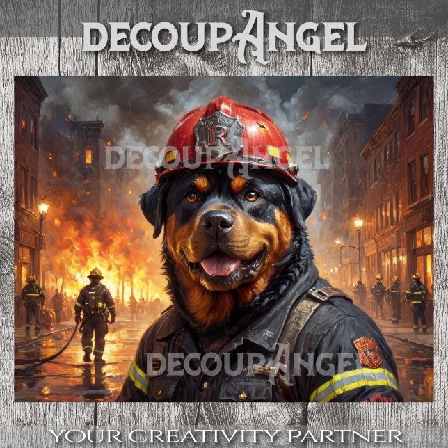 Rottweiler Dog Firefighter - Decoupage - Tissue Paper (Creator Uploaded)