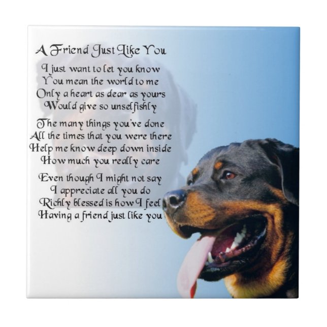Rottweiler Dog - Friend Poem Tile (Front)