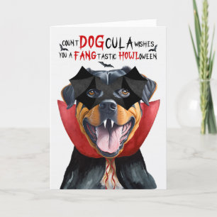 Rottweiler Dog Funny Count DOGcula Halloween Holiday Card