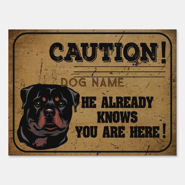 Rottweiler Dog Funny Warning Garden Gate Sign (Front)