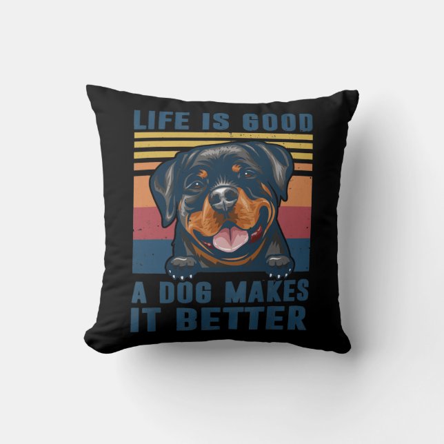 Rottweiler Dog Gifts Funny Rottweiler Dog Dad Mom Throw Pillow (Front)
