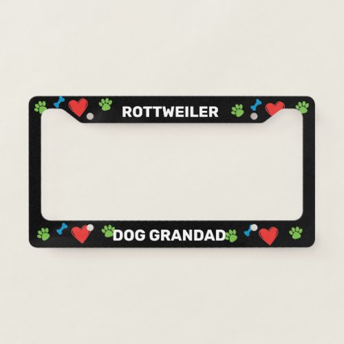 Rottweiler Dog Grandad License Plate Frame