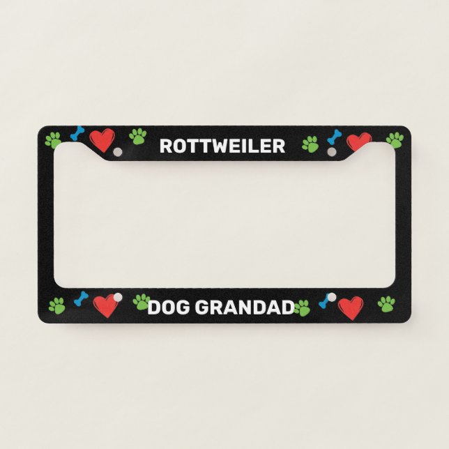 Rottweiler Dog Grandad License Plate Frame (Front)