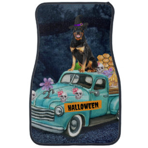 Rottweiler Dog Halloween Truck Scary Night Car Floor Mat