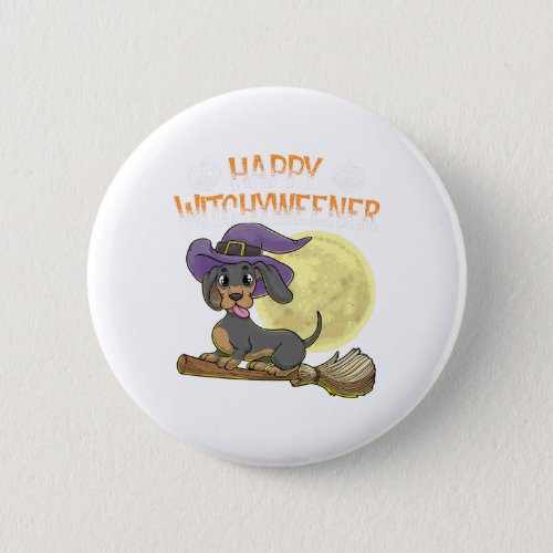 Rottweiler Dog Happy Halloween Witches Button