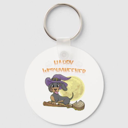 Rottweiler Dog Happy Halloween Witches Keychain