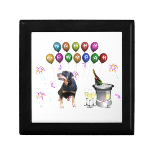 Rottweiler Dog Happy New Year Gift Box