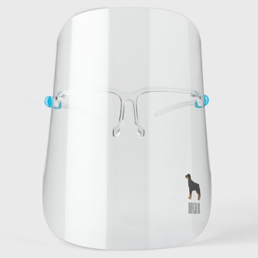 Rottweiler Dog Illustration Personalized Face Shield (Front)