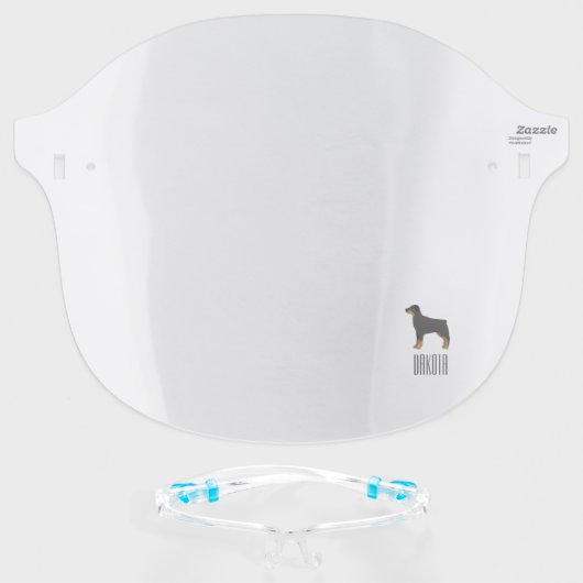 Rottweiler Dog Illustration Personalized Face Shield (Front w/Glasses)