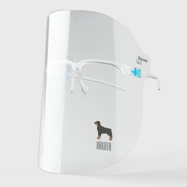 Rottweiler Dog Illustration Personalized Face Shield (Front Left)