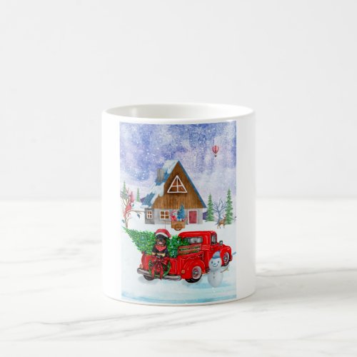 Rottweiler Dog In Christmas Delivery Truck Snow Coffee Mug