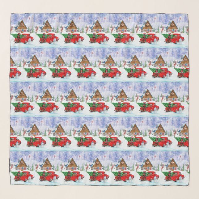 Rottweiler Dog In Christmas Delivery Truck Snow  Scarf (Front)