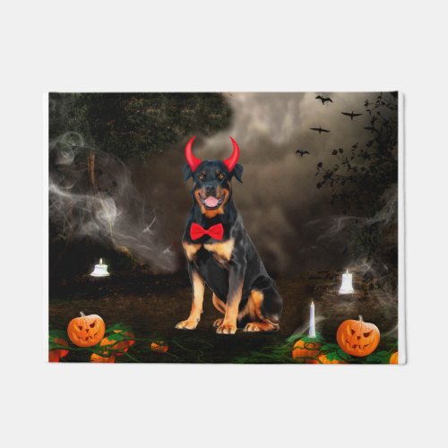 Rottweiler Dog in Halloween Costume Doormat