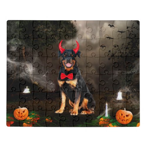 Rottweiler Dog in Halloween Costume Jigsaw Puzzle