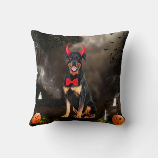 Rottweiler Dog in Halloween Costume Throw Pillow Zazzle