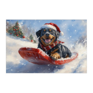 Rottweiler Dog in Sledge Let it Snow Christmas Acrylic Print