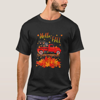 Rottweiler Dog Leaf Fall Autumn Red Truck Lover T-Shirt