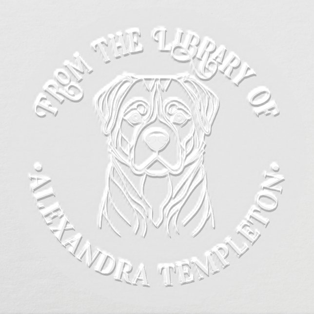 Rottweiler Dog Line Art Library Book Name Embosser (Design)