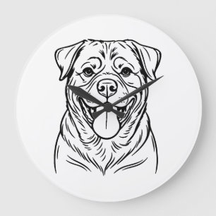 Rottweiler Dog Line Art � minimalist art line Large Clock