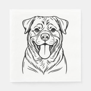 Rottweiler Dog Line Art – minimalist art line Napkins
