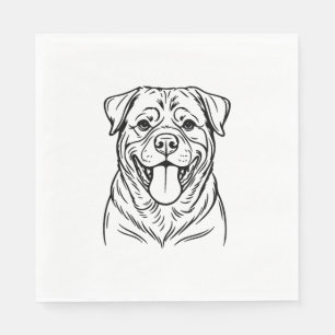 Rottweiler Dog Line Art � minimalist art line Napkins