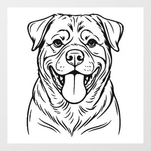 Rottweiler Dog Line Art � minimalist art line Window Cling