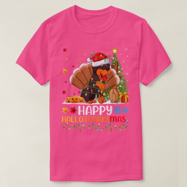 Rottweiler Dog Lover Funny Happy Rottweiler HelloT T-Shirt (Design Front)