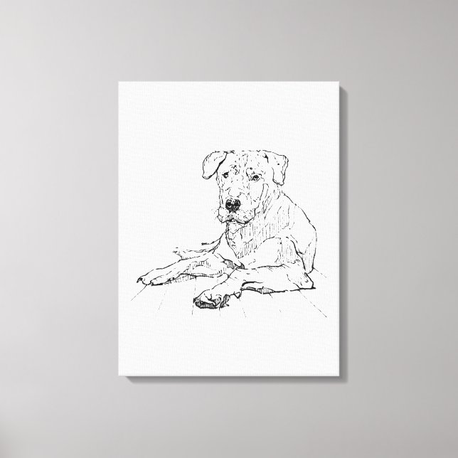 Rottweiler Dog Lover Minimalist Illustration Canvas Print (Front)