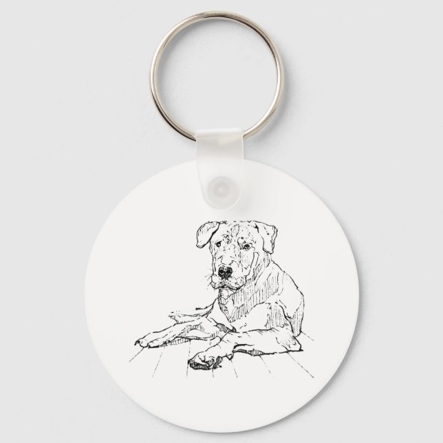Rottweiler Dog Lover Minimalist Illustration Keychain (Front)