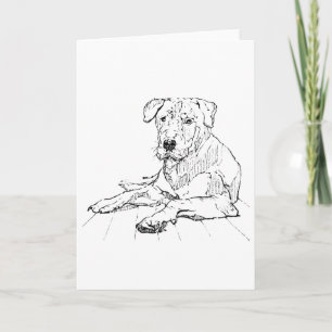 Rottweiler Dog Lover Minimalist Illustration Letterpress Thank You Card