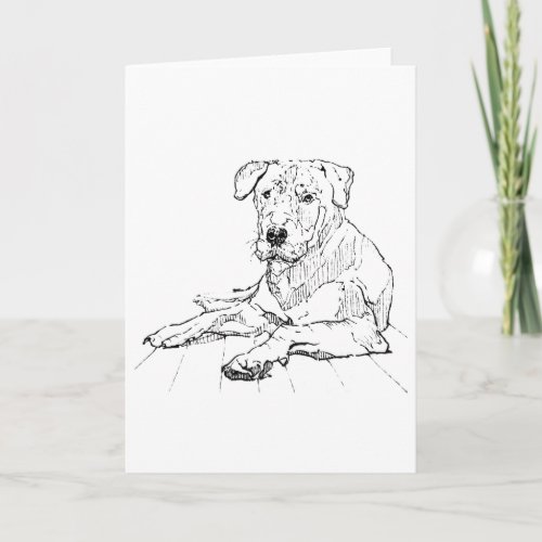 Rottweiler Dog Lover Minimalist Illustration Letterpress Thank You Card