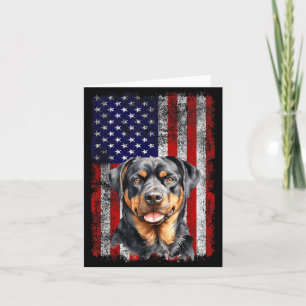 Rottweiler Dog Lover US Flag 4th of July Patriotic Card