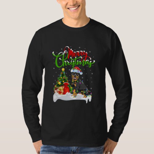 Rottweiler Dog Lover Xmas Lighting Rottweiler T_Shirt