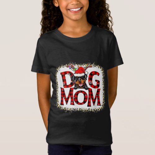 Rottweiler Dog Mom Buffalo Plaid Xmas Pajama Reind T_Shirt
