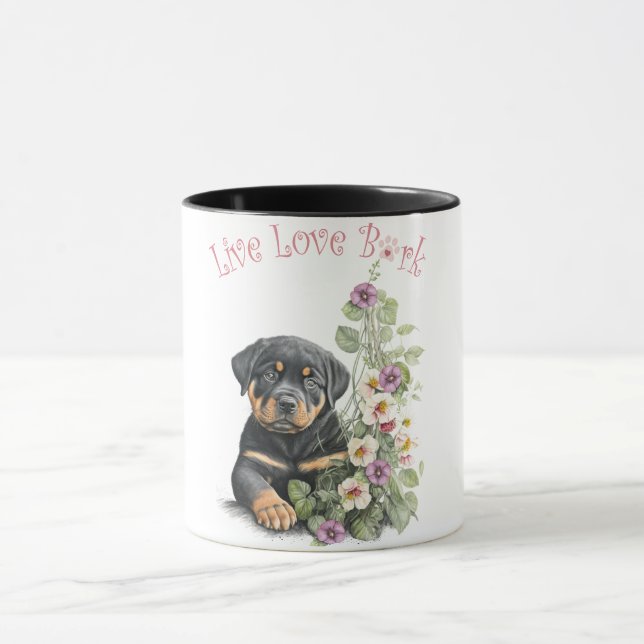 Rottweiler Dog Mom Floral Mug (Center)