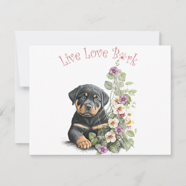 Rottweiler Dog Mom Floral Note Card (Front)