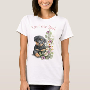 Rottweiler Dog Mom Floral T-Shirt