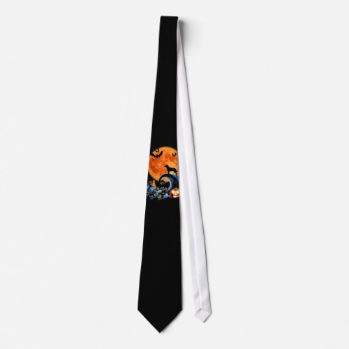 rottweiler dog moon pumpkin halloween costume gift neck tie