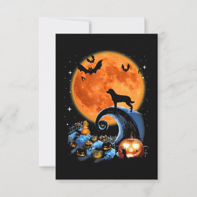 rottweiler dog moon pumpkin halloween costume gift RSVP card (Front)
