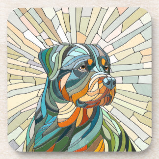 Rottweiler dog - mosaic art beverage coaster