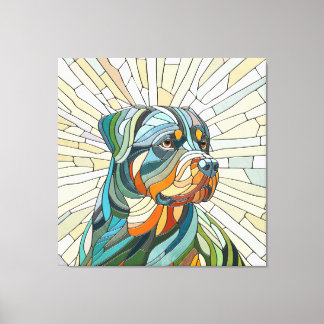 Rottweiler dog - mosaic art canvas print
