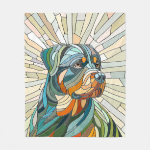Rottweiler dog - mosaic art fleece blanket